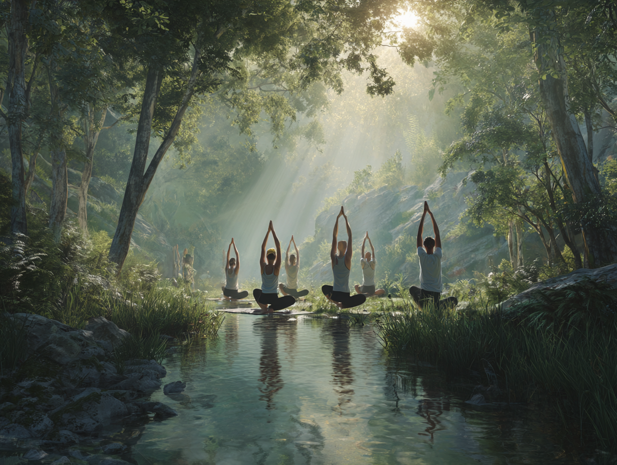 Jóga gyakorlat természetben